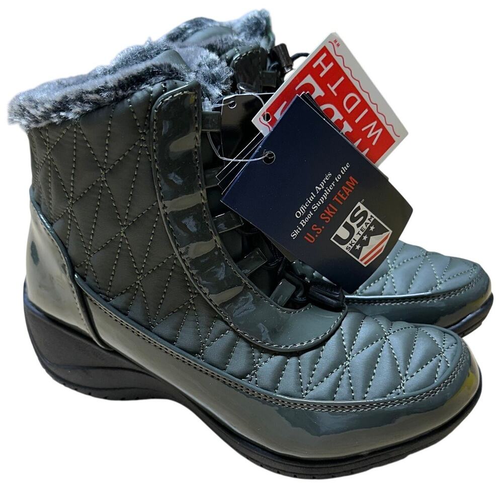 Khombu Women's Molly Slip On Snow Boots Olive Size 5W Brand New In Box